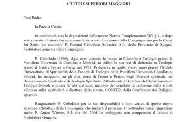 Nominato il nuovo Postulatore della causa di beatificazione: è il gesuita Pascual Cebollada Silvestre s.j.