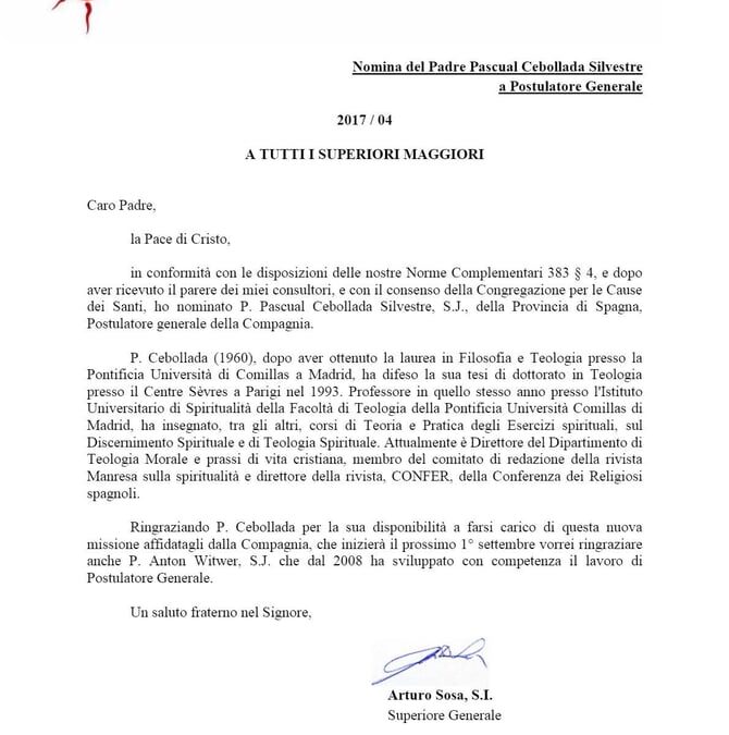 Nominato il nuovo Postulatore della causa di beatificazione: è il gesuita Pascual Cebollada Silvestre s.j.